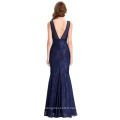 Kate Kasin Halter Deep V-Back Plissé Long Daisy Spandex Navy Blue Evening Prom Robe de fête 8 Taille US 2 ~ 16 KK000118-1